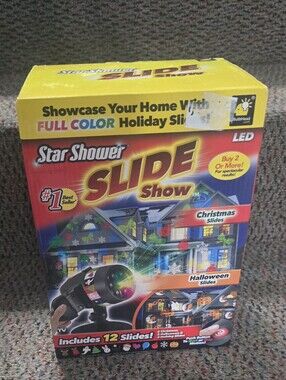 Star Shower Slide Show Christmas Halloween LED Light Projector w/ 12 Slides